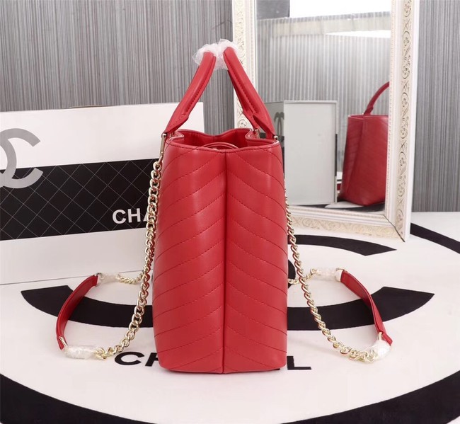 Chanel Calfskin Leather tote Bag 85584 red