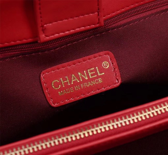 Chanel Calfskin Leather tote Bag 85584 red