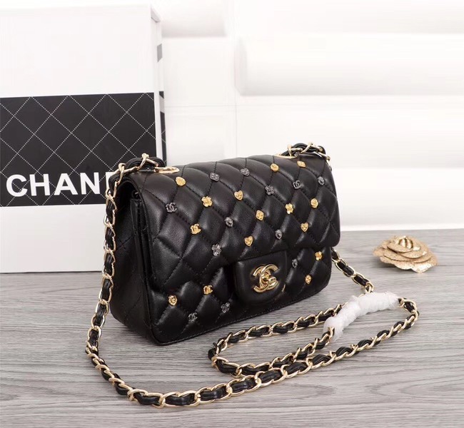 Chanel Classic Sheepskin Leather cross-body bag A1116 black Gold-Tone Metal