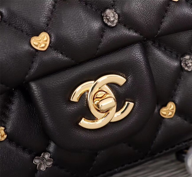 Chanel Classic Sheepskin Leather cross-body bag A1116 black Gold-Tone Metal