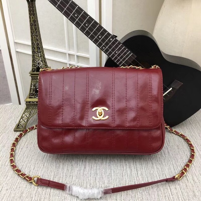 Chanel Shoulder Bag 33659 Gold-Tone Metal Burgundy