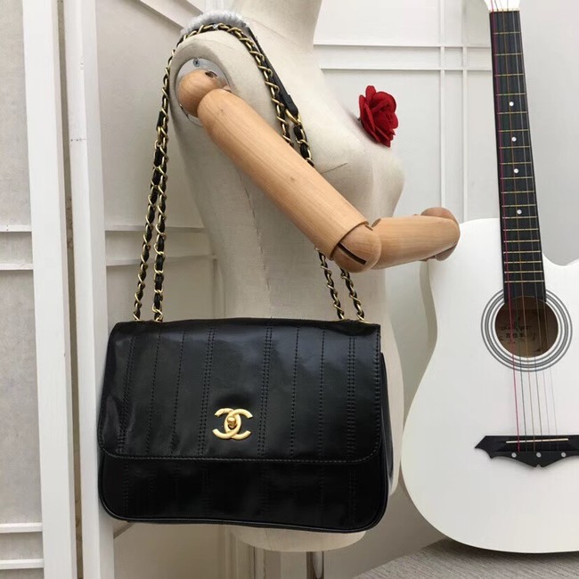 Chanel Shoulder Bag 33659 Gold-Tone Metal black