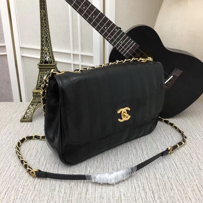 Chanel Shoulder Bag 33659 Gold-Tone Metal black