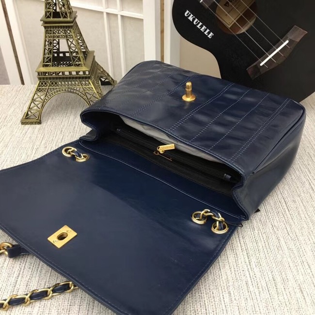 Chanel Shoulder Bag 33659 Gold-Tone Metal dark blue