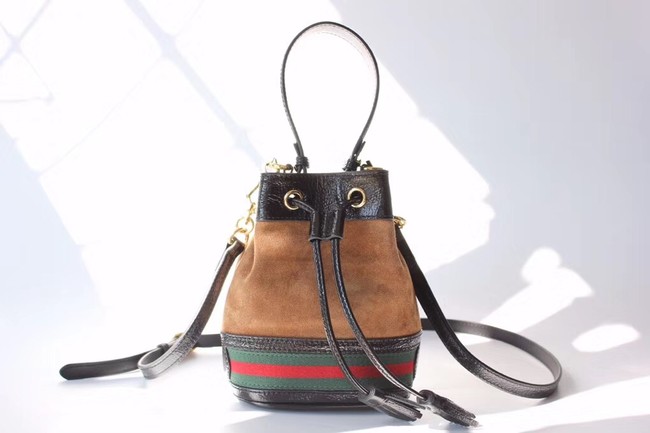 Gucci Rajah mini bucket bag 550620 Chestnut suede