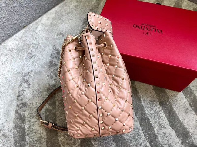 ALENTINO Rockstud leather bucket bag 0059L pink