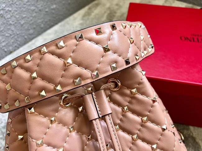 ALENTINO Rockstud leather bucket bag 0059L pink