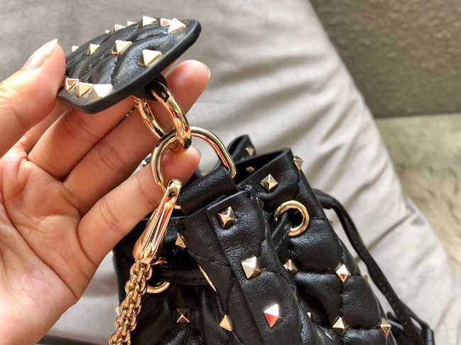 VALENTINO Rockstud leather bucket bag 0059S black