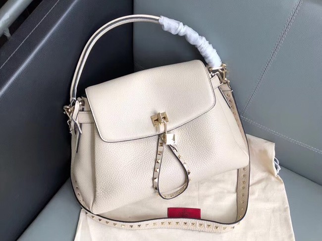 VALENTINO Rockstud leather tote 4987 off-white