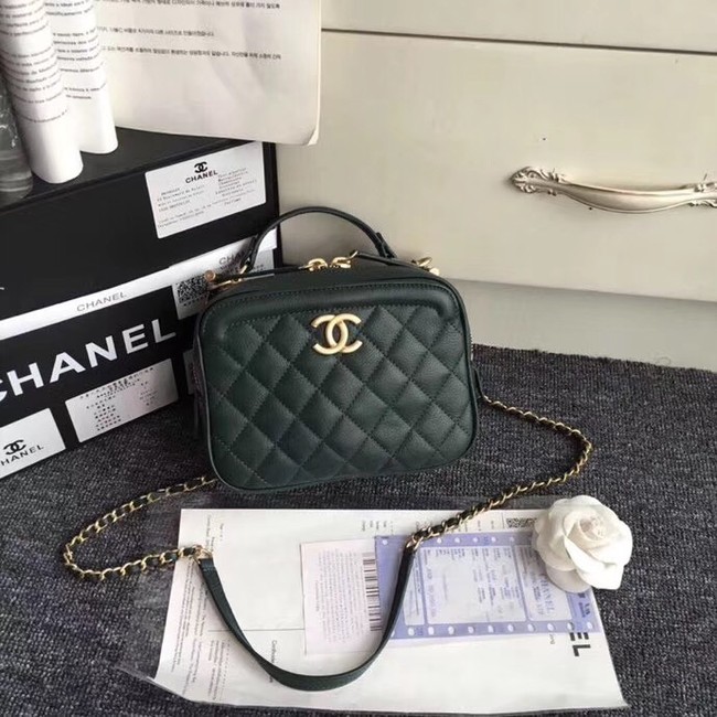 Chanel Flap Bag vanity case Calfskin & Gold-Tone Metal A57905 Blackish green