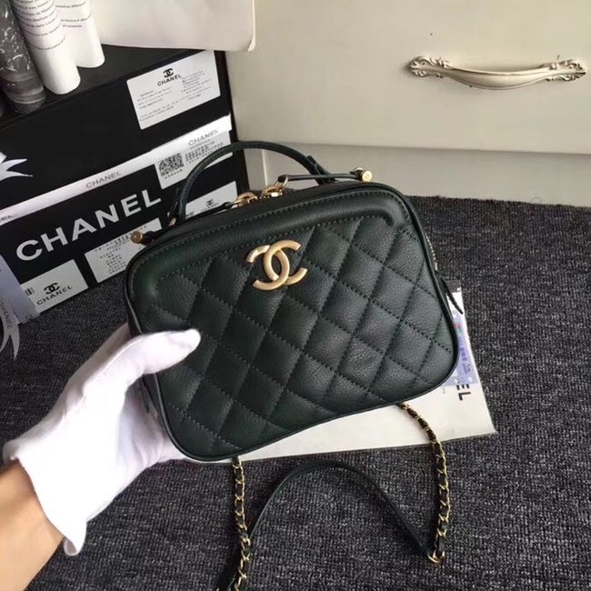 Chanel Flap Bag vanity case Calfskin & Gold-Tone Metal A57905 Blackish green