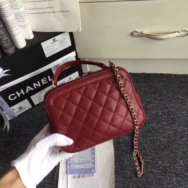 Chanel Flap Bag vanity case Calfskin & Gold-Tone Metal A57905 Burgundy