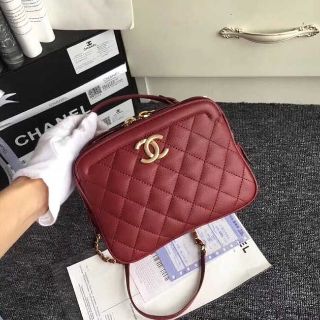 Chanel Flap Bag vanity case Calfskin & Gold-Tone Metal A57905 Burgundy