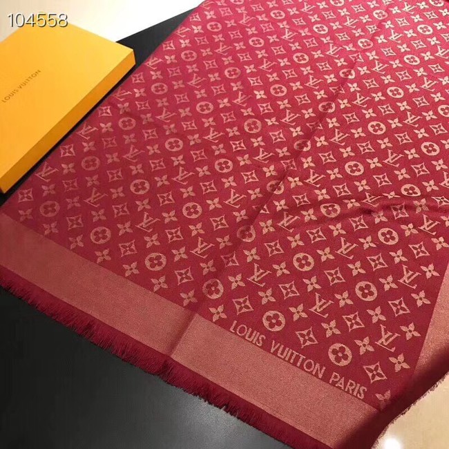 Louis vuitton Cashmere scarf Monogram flower pattern 97714 red