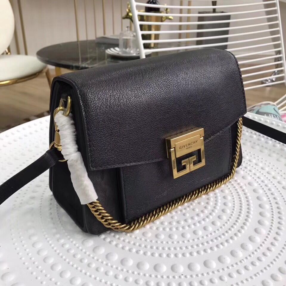 GIVENCHY GV3 leather and suede shoulder bag 9333 black