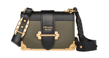 Prada Cahier leather shoulder bag 1BD045 Khaki&black