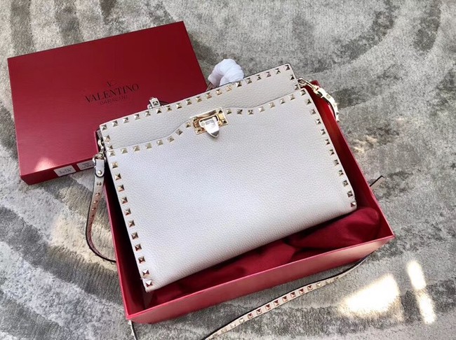 VALENTINO Candy Rockstud quilted leather shoulder bag 0650 white