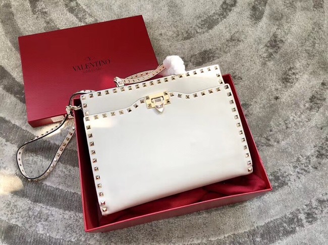 VALENTINO Candy Rockstud quilted leather shoulder bag 0650L white