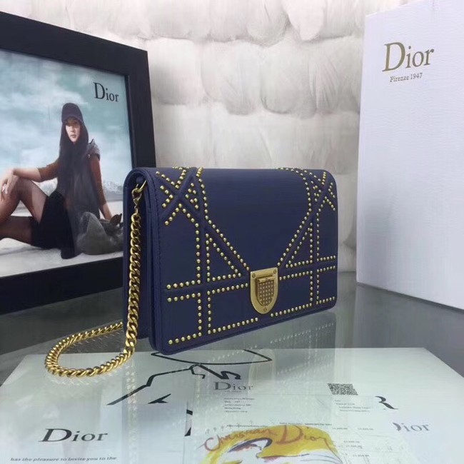 Dior CANNAGE Original sheepskin Leather mini Shoulder Bag 3709 blue