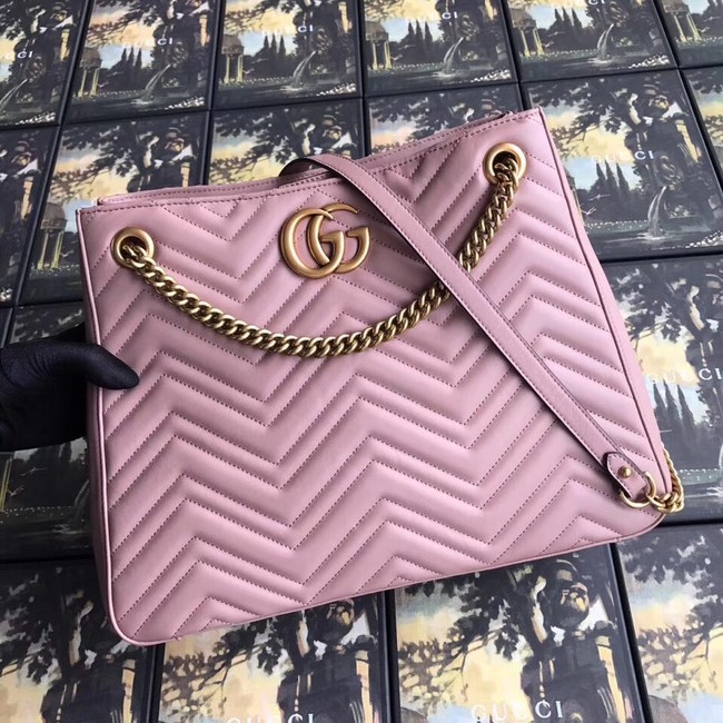 Gucci GG Marmont medium matelasse shoulder bag 453569 pink