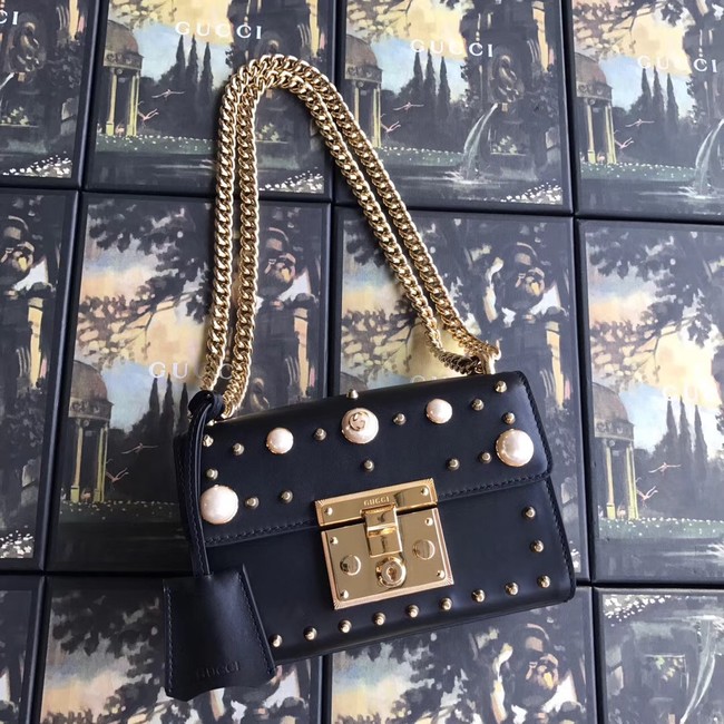 Gucci Padlock small GG Pearl shoulder bag 409487 black