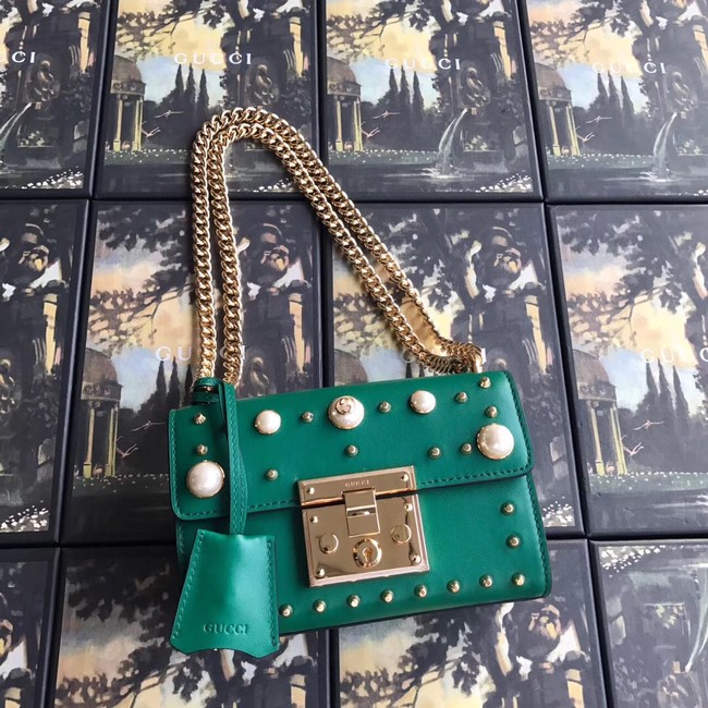 Gucci Padlock small GG Pearl shoulder bag 409487 green