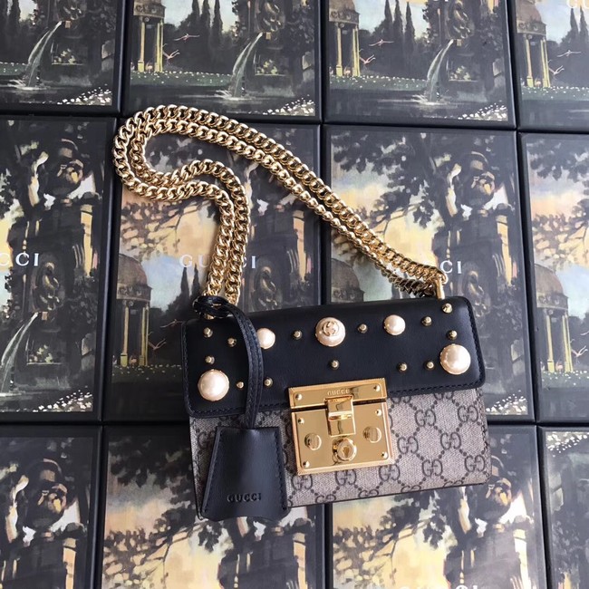 Gucci Padlock small GG Pearl shoulder bag A409487 black