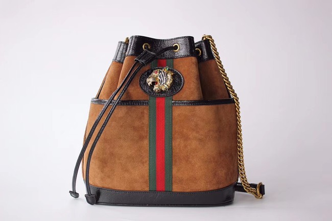 Gucci Rajah medium bucket bag 553961 Brown suede