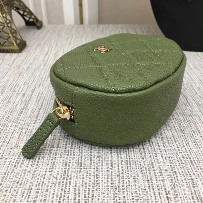 Chanel Coin Purse Metallic Grained Lambskin & Gold-Tone Metal A68995 green