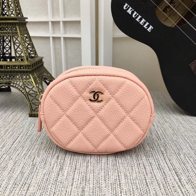 Chanel Coin Purse Metallic Grained Lambskin & Gold-Tone Metal A68995 pink