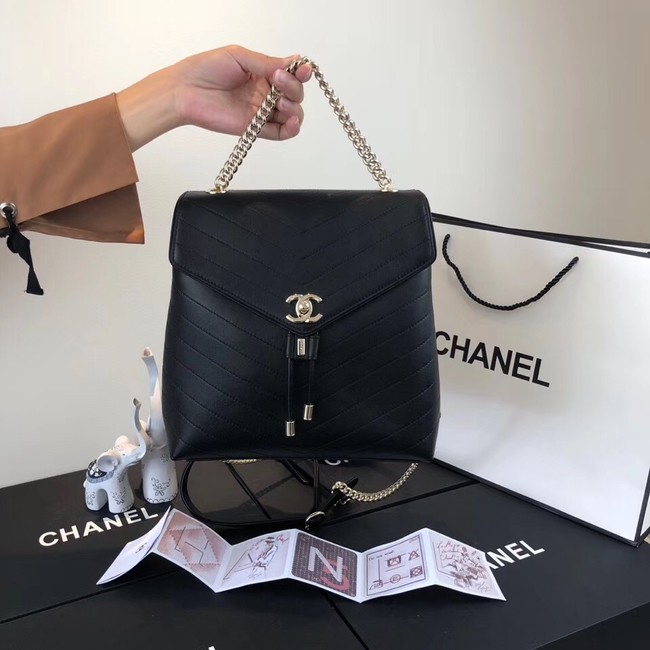 Chanel backpack Calfskin & Gold-Tone Metal A57555 black