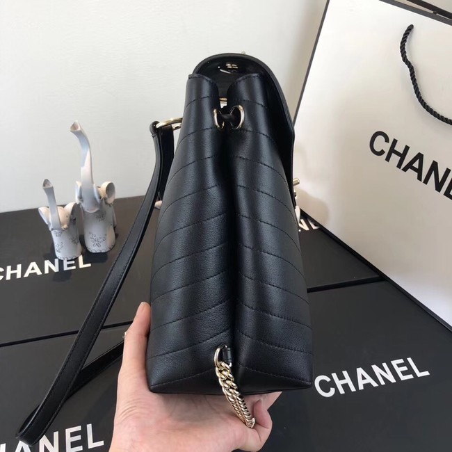 Chanel backpack Calfskin & Gold-Tone Metal A57555 black