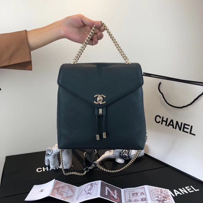 Chanel backpack Calfskin & Gold-Tone Metal A57555 blue