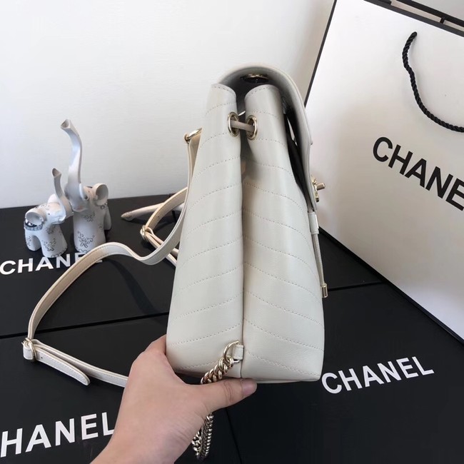 Chanel backpack Calfskin & Gold-Tone Metal A57555 creamy-white