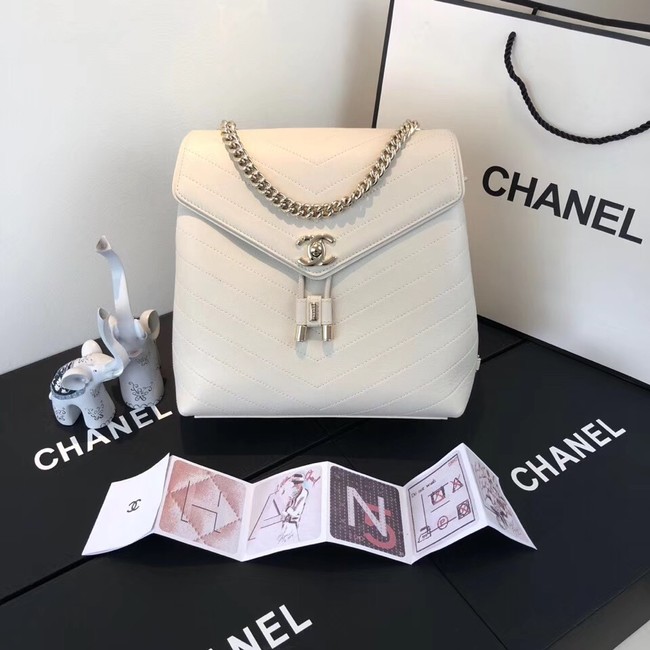 Chanel backpack Calfskin & Gold-Tone Metal A57555 creamy-white