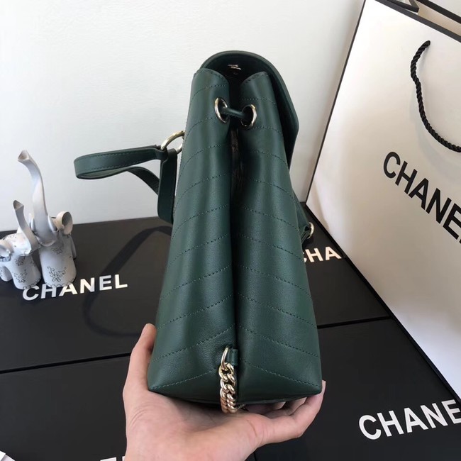 Chanel backpack Calfskin & Gold-Tone Metal A57555 green