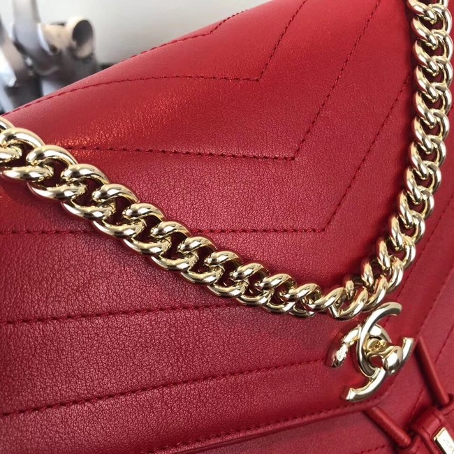 Chanel backpack Calfskin & Gold-Tone Metal A57555 red