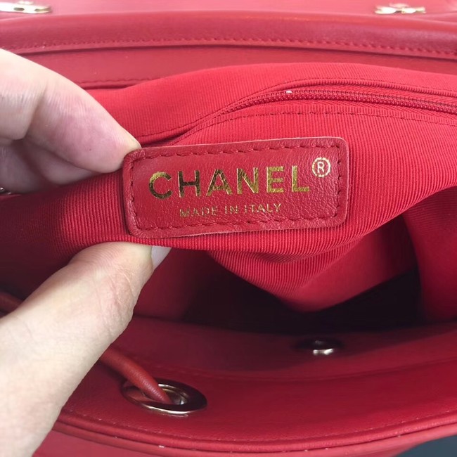 Chanel backpack Calfskin & Gold-Tone Metal A57555 red