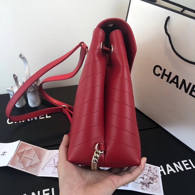 Chanel backpack Calfskin & Gold-Tone Metal A57555 red