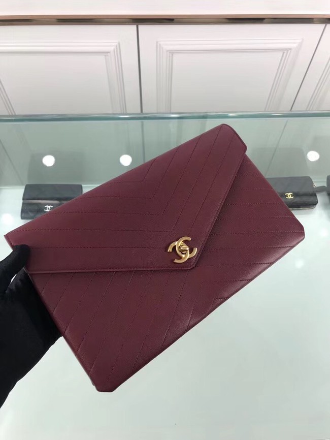 Chanel pouch Grained Calfskin Smooth Calfskin & Gold-Tone Meta 57434 Burgundy