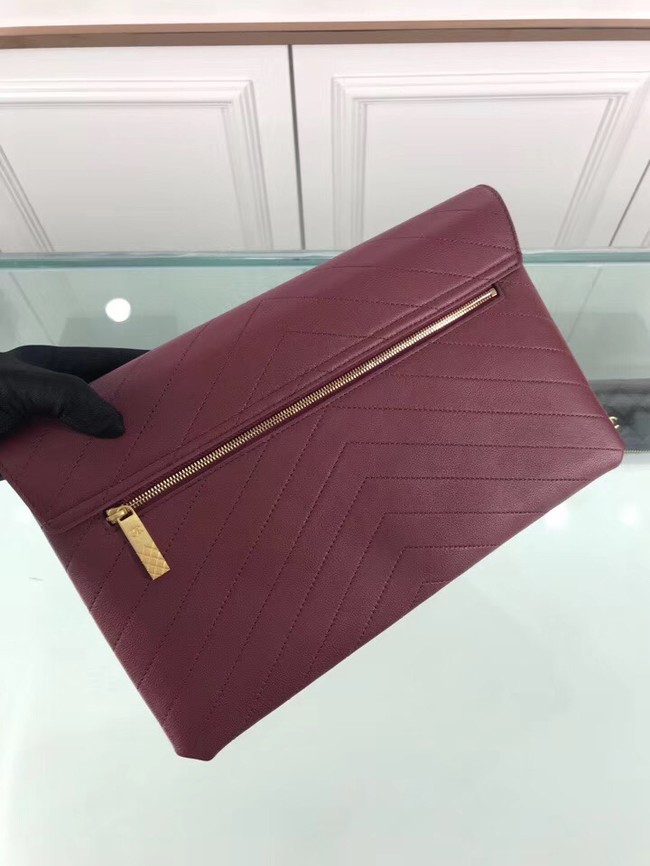 Chanel pouch Grained Calfskin Smooth Calfskin & Gold-Tone Meta 57434 Burgundy