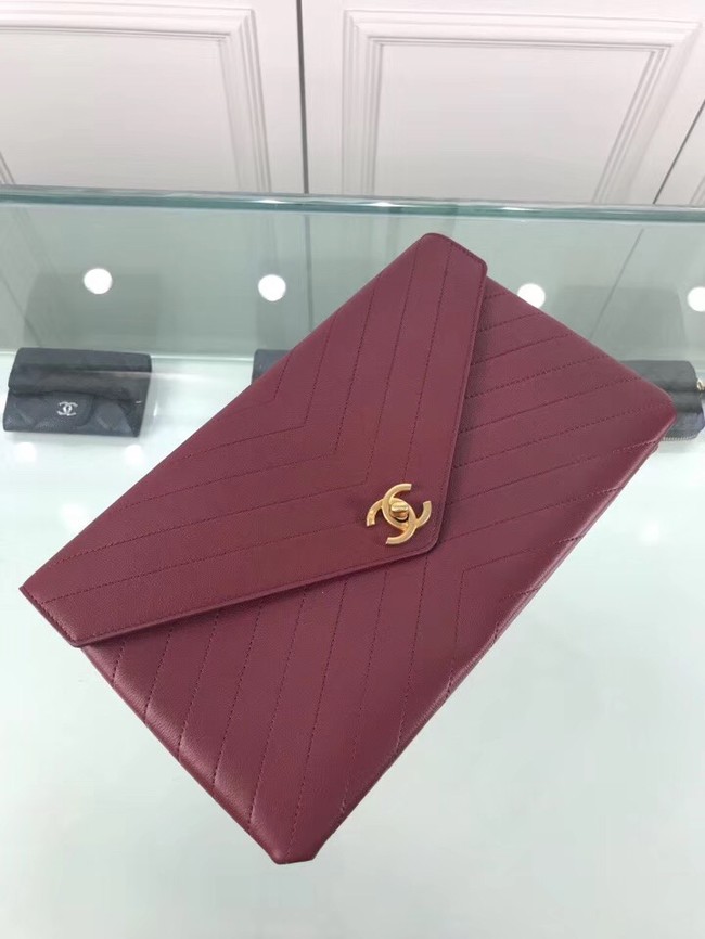 Chanel pouch Grained Calfskin Smooth Calfskin & Gold-Tone Meta 57434 Burgundy