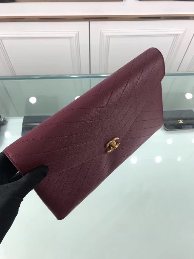 Chanel pouch Grained Calfskin Smooth Calfskin & Gold-Tone Meta 57434 Burgundy