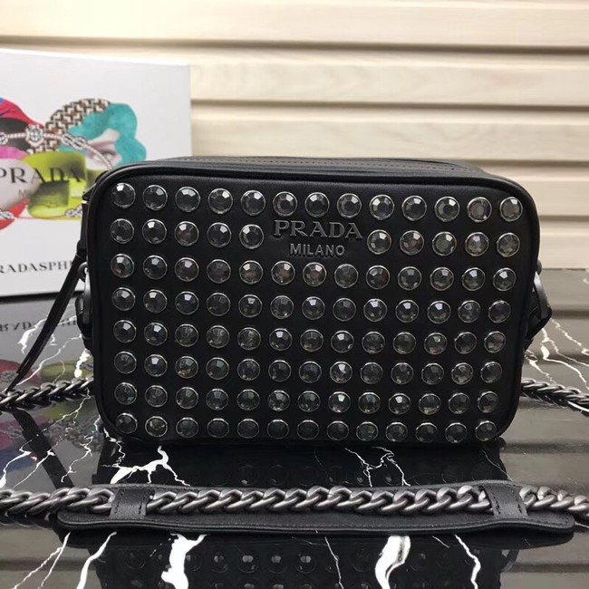 Prada Diagramme bag with crystals 1BH103 black