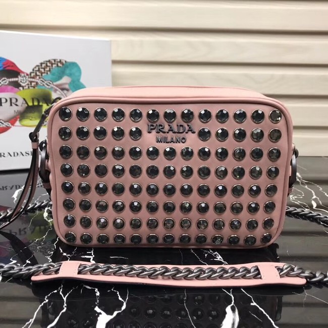 Prada Diagramme bag with crystals 1BH103 pink