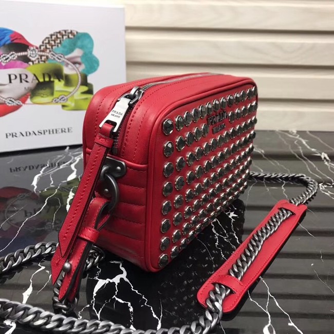 Prada Diagramme bag with crystals 1BH103 red