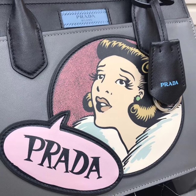 Prada Dual calf leather bag 1BA178 grey&black