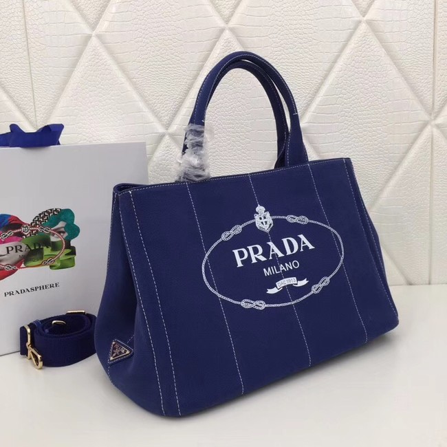 Prada Fabric Printed Tote BN2439 blue