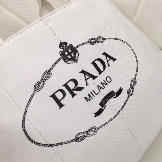 Prada Fabric Printed Tote BN2439 white