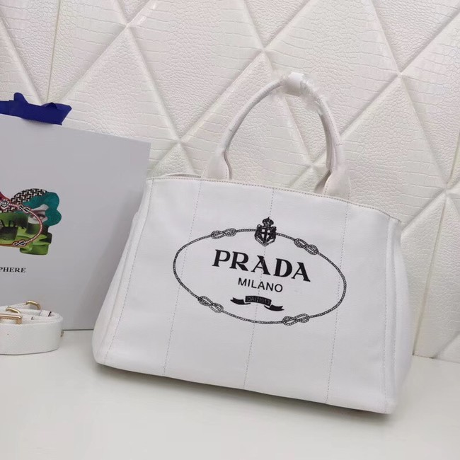 Prada Fabric Printed Tote BN2439 white